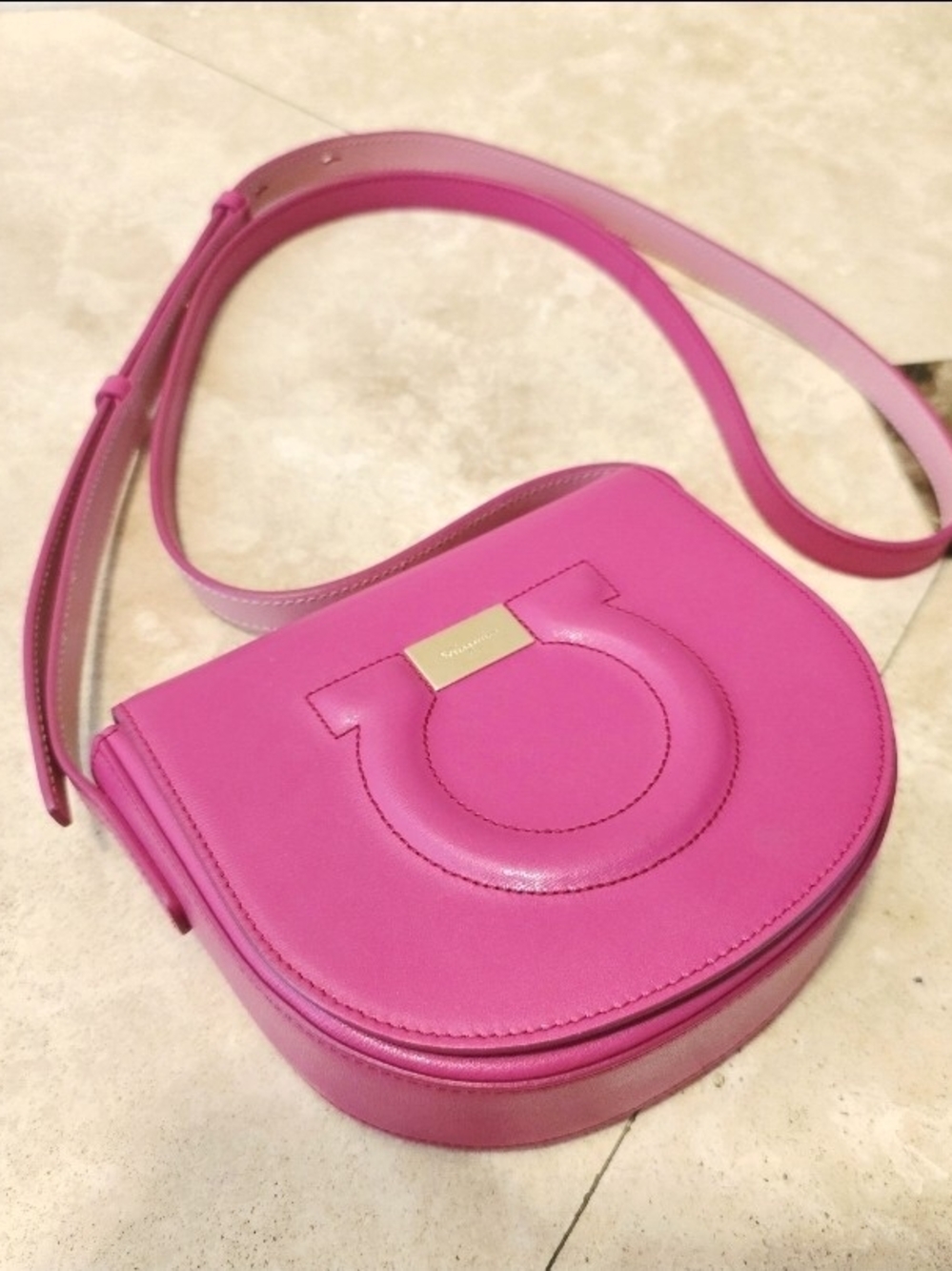 Ferragamo Gancini Mini Crossbody Bag – Hot Pink – Very Good Condition